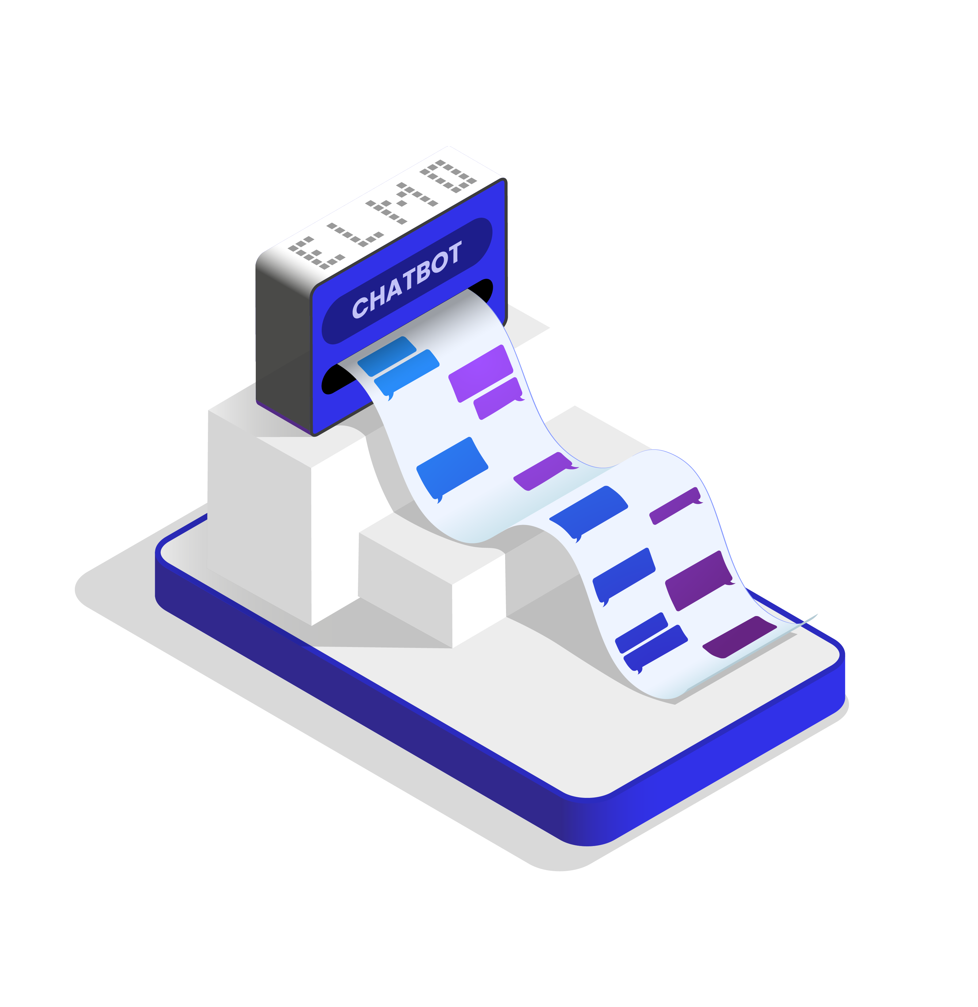 An illustration depicting an AI chatbot